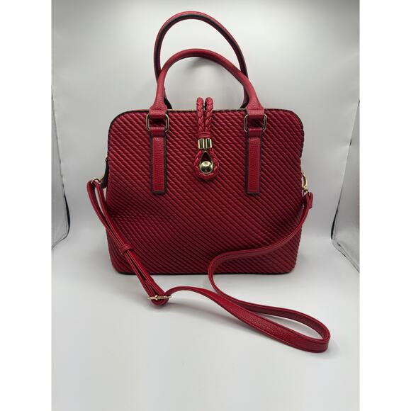 Dasein Women’s Structured Satchel, Red Faux Leather, 14”x11.5”, NWOT - Picture 1 of 8